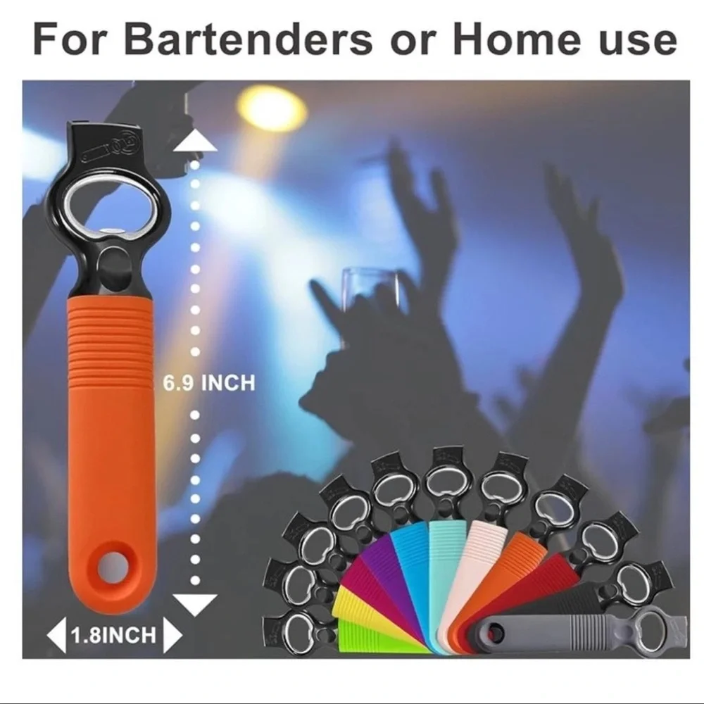 Soda Can Opener and Beer Bottle Opener Long Silicone Handle